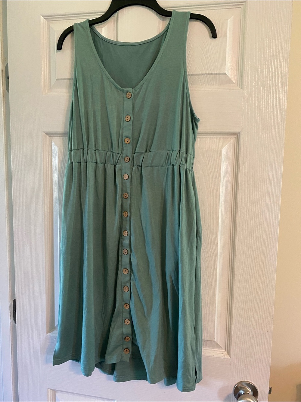 Sleeveless Midi Button-Front Dress in Sage Green